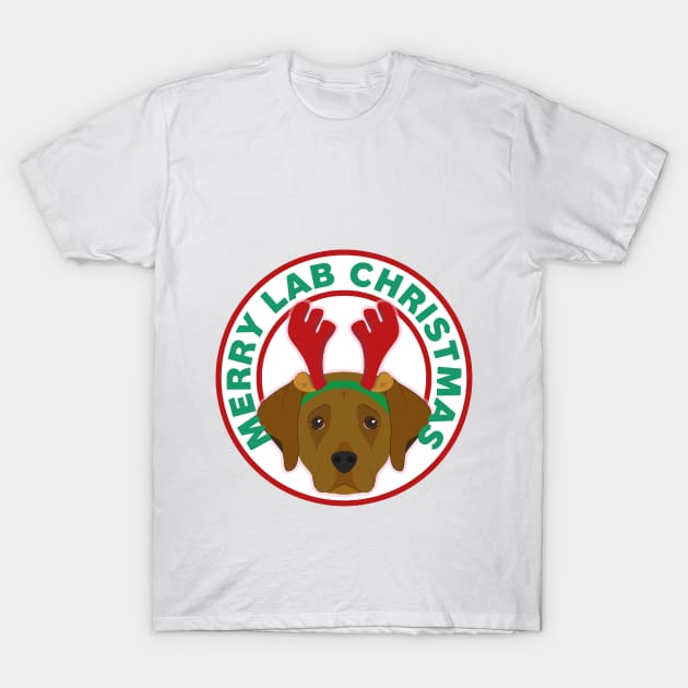 Merry Christmas Chocolate Lab T-Shirt by CafePretzel